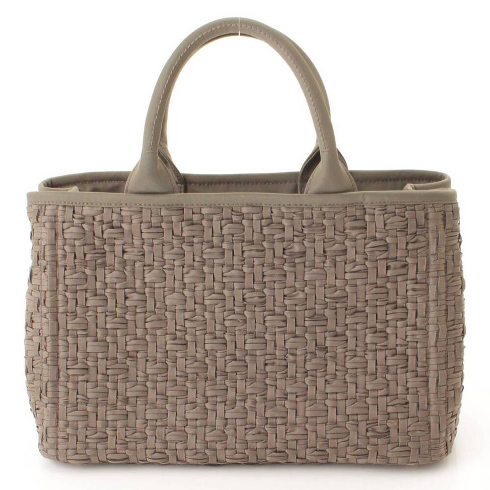 Prada TESSUTO INTRECC CANAPA Woven Tote Bag Khaki Green - Picture 4 of 8